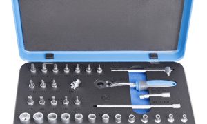 Unior Juego de vasos y accesorios de 1/4" en caja metálica