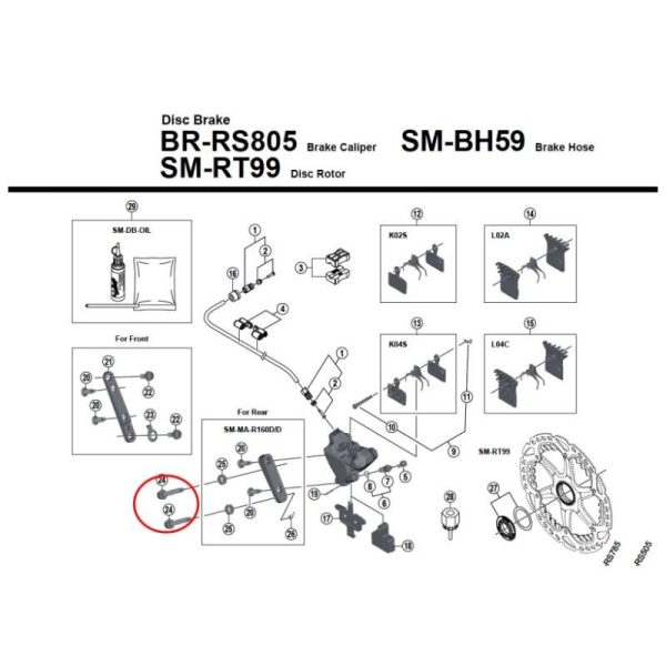 erp_trigger Shimano Tornillo fijación Pinza Flat Mount
